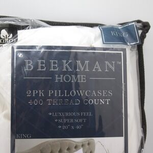 Beekman‎ Home King Pillowcases 2PK White 400 Thread Count Luxurious Super Soft